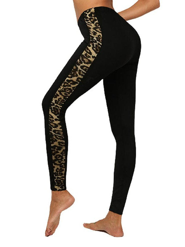 Women's Leopard Print Ripped Stretch Leggings for Stylish Outdoor Wear