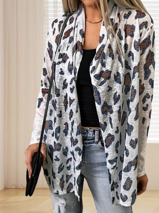 Leopard Print Cardigan Jacket with Loose Fit for Women