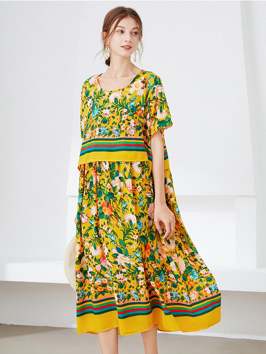Plus Midi Dresses - Size Curve Dresses Printed Temperament Slim Midi Dress - MsDressly
