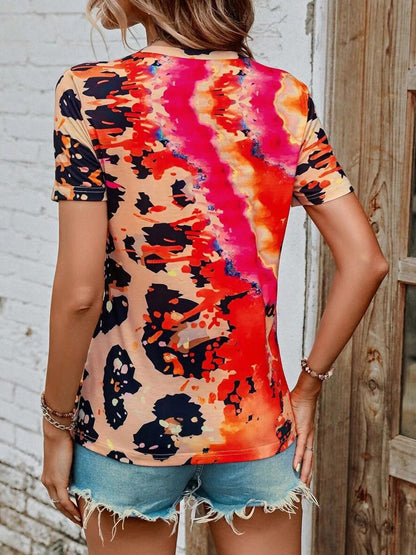 T-Shirts - Fashion Painted Printing Round Neck Short Sleeve T-Shirt - MsDressly