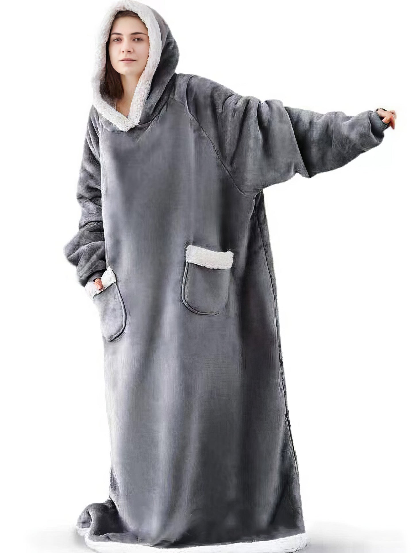 Pajamas - Oversized Wearable Blanket Flannel Thick Soft Warm Long Pajama - MsDressly