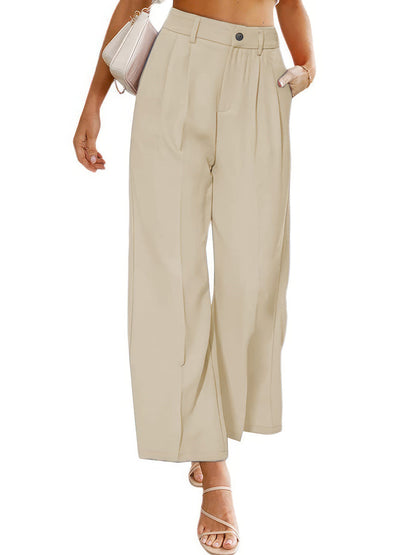 Casual Wide High Waist Button Pocket Pants