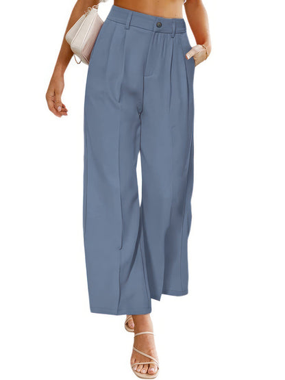 Casual Wide High Waist Button Pocket Pants