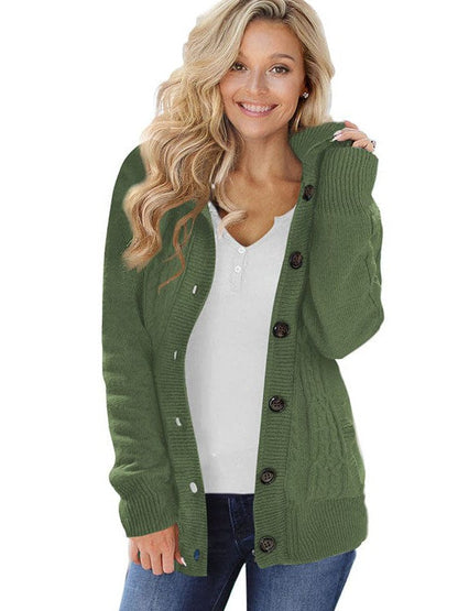 Loose Fleece Hooded Sweater Coat for Women with Wool Blend Fabric