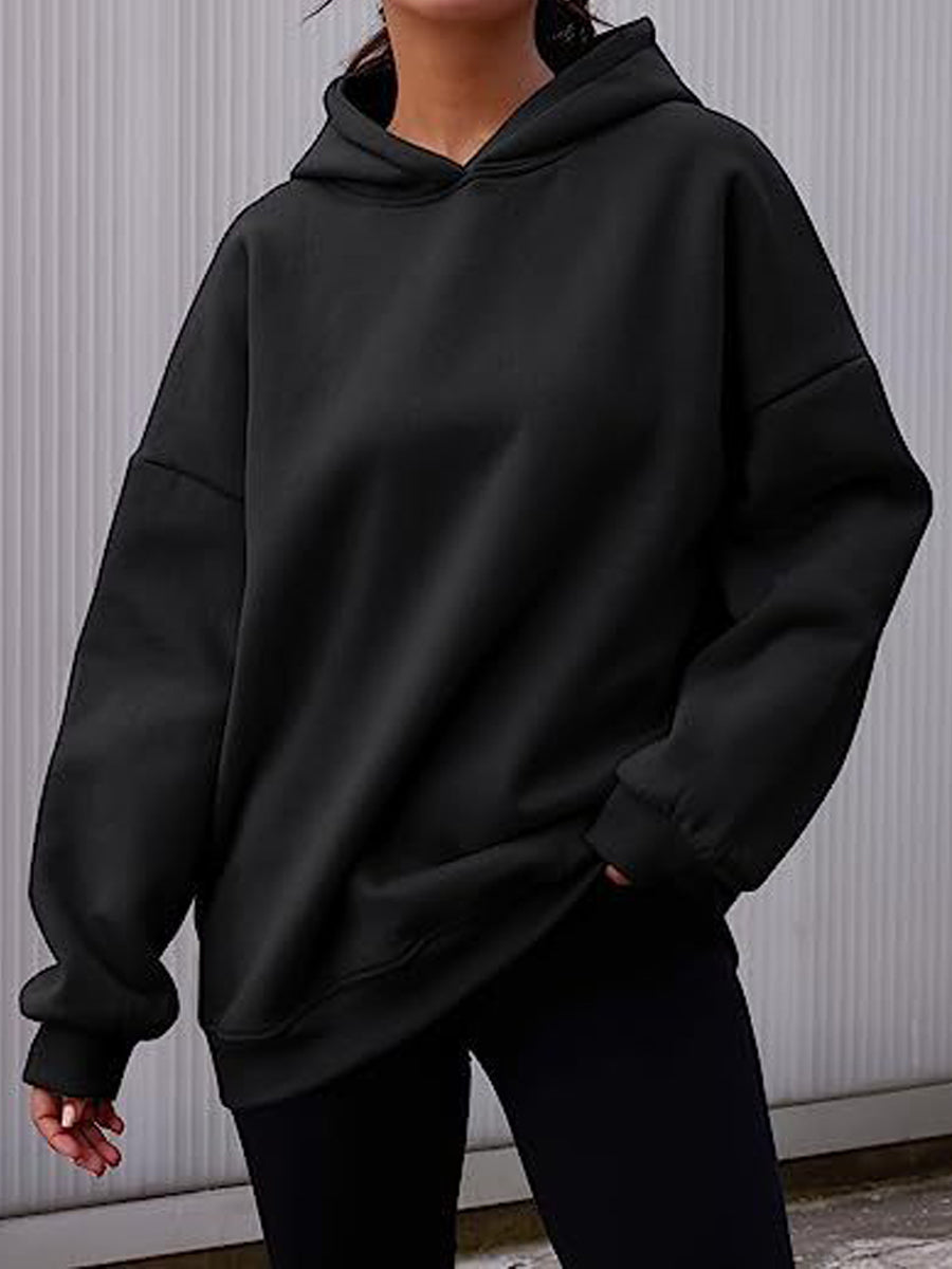 Hoodies - Oversized  Fleece Pullover Casual Fashion Outfits Hoodie - MsDressly