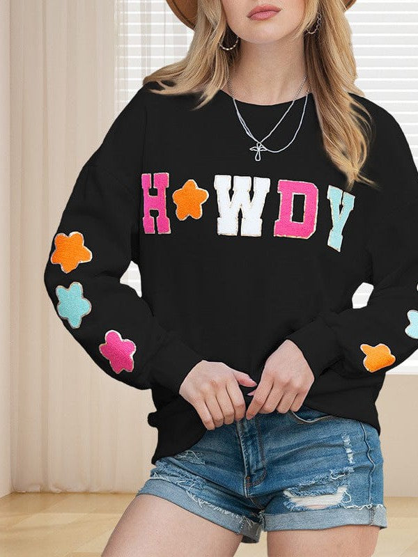 Trendy Women'S Loose Round Neck Sweatshirt With Letter Print