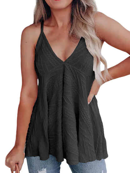 Tank Tops - Tops Fashion Casual Knit Solid Color V Neck Tank Top - MsDressly