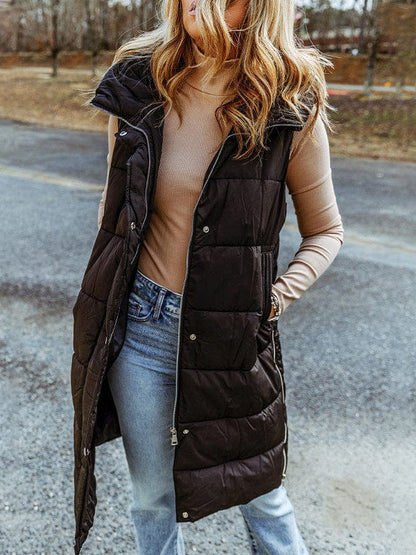 Versatile Women'S Hooded Vest - Long Comfortable Casual Street Style Jacket