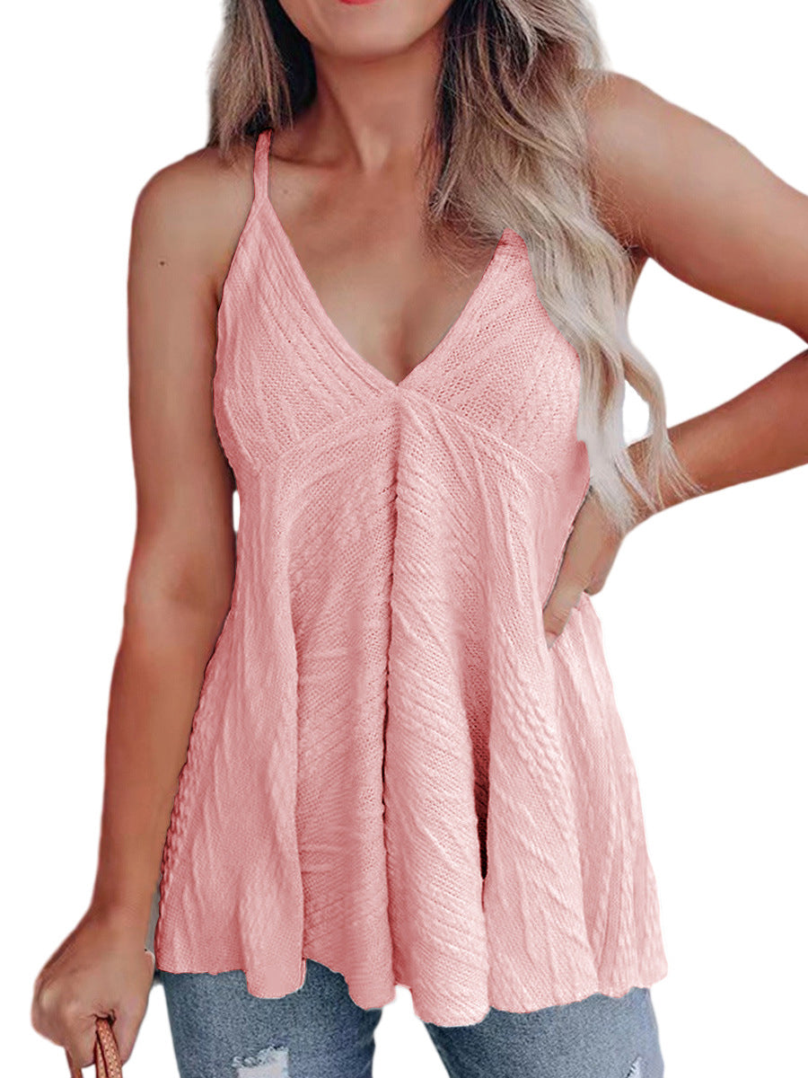 Tank Tops - Tops Fashion Casual Knit Solid Color V Neck Tank Top - MsDressly