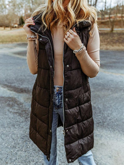 Versatile Women'S Hooded Vest - Long Comfortable Casual Street Style Jacket