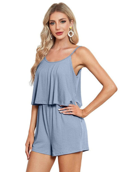 Women's Stylish Jumpsuit with Chic Pit Strip and Ruffle Details