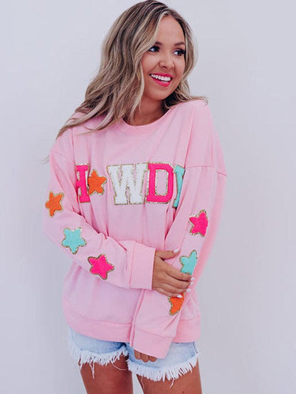 Trendy Women'S Loose Round Neck Sweatshirt With Letter Print