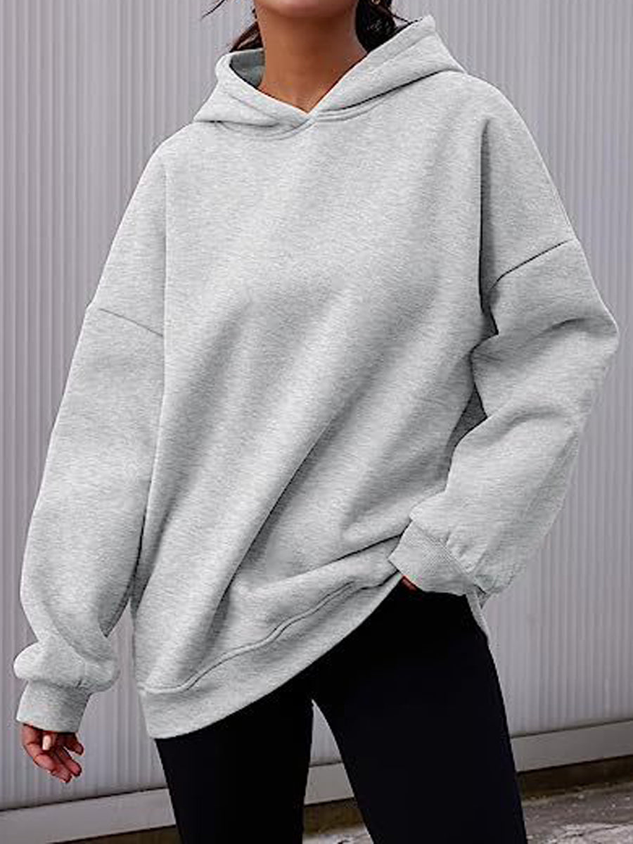 Hoodies - Oversized  Fleece Pullover Casual Fashion Outfits Hoodie - MsDressly