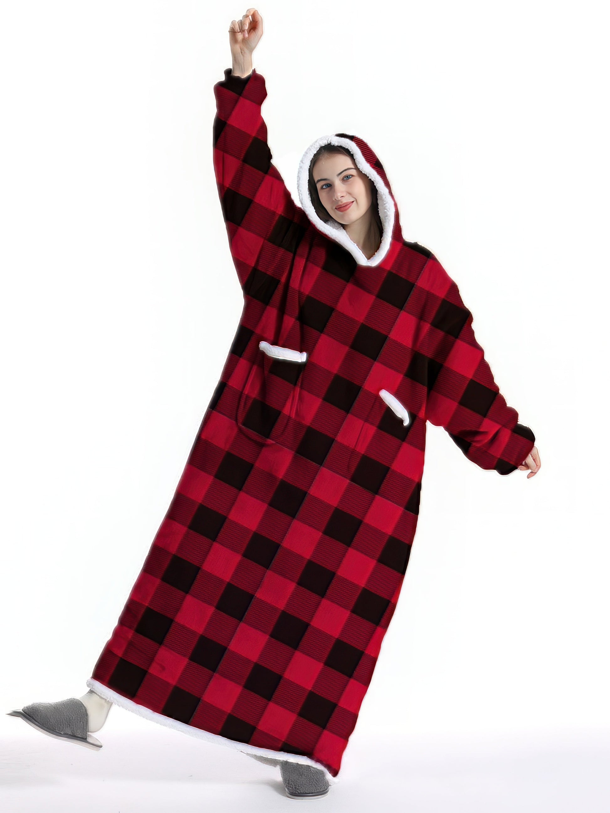 Pajamas - Oversized Wearable Blanket Flannel Thick Soft Warm Long Pajama - MsDressly