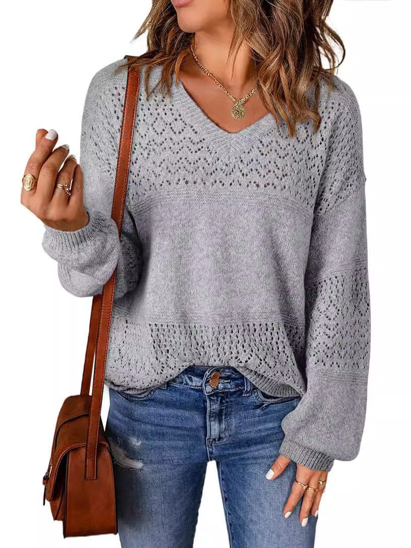 Versatile Casual Women's Solid Color Pullover Sweater with Loose Fit