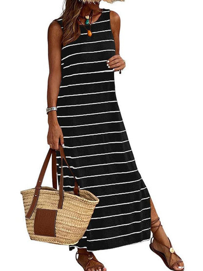 Striped Tank Top And Matching Long Skirt Set