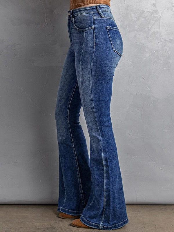 Fashionable Flared Denim Jeans for Plus Size Women