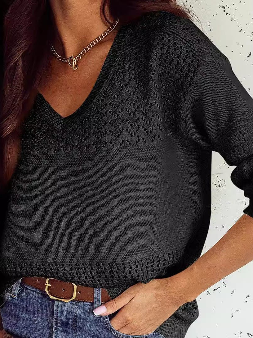 Versatile Casual Women's Solid Color Pullover Sweater with Loose Fit