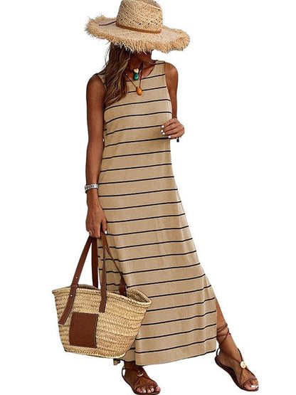 Striped Tank Top And Matching Long Skirt Set