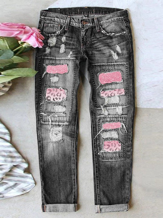 Stylish Women's Patchwork Jeans with Petite Fit