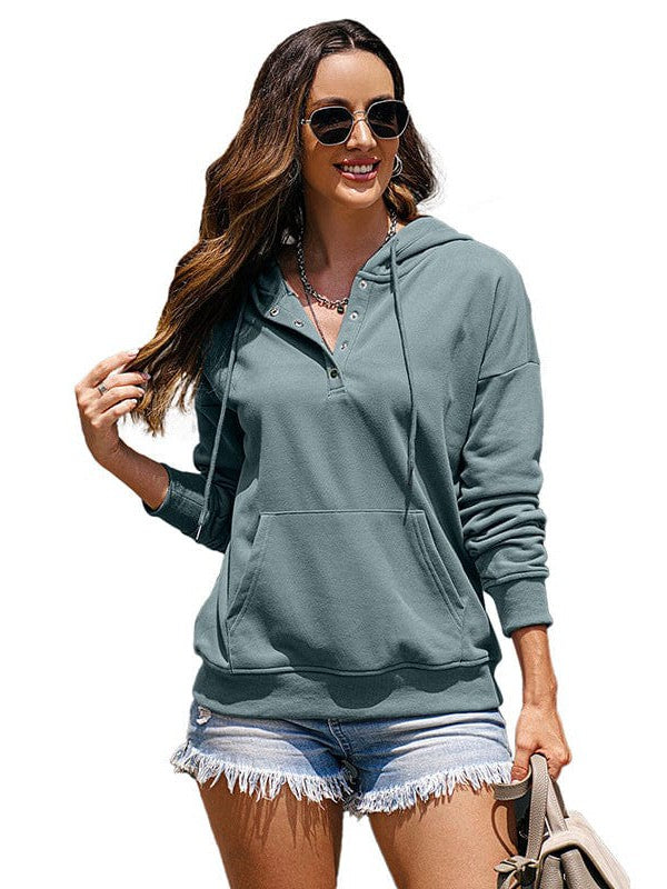 Simply Styled Women's Hooded Drawstring Sweatshirt in Various Colors