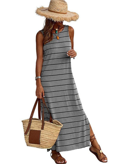 Striped Tank Top And Matching Long Skirt Set