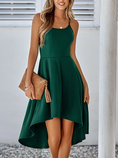 Chic Sling Midi Dress with Casual Ruffles