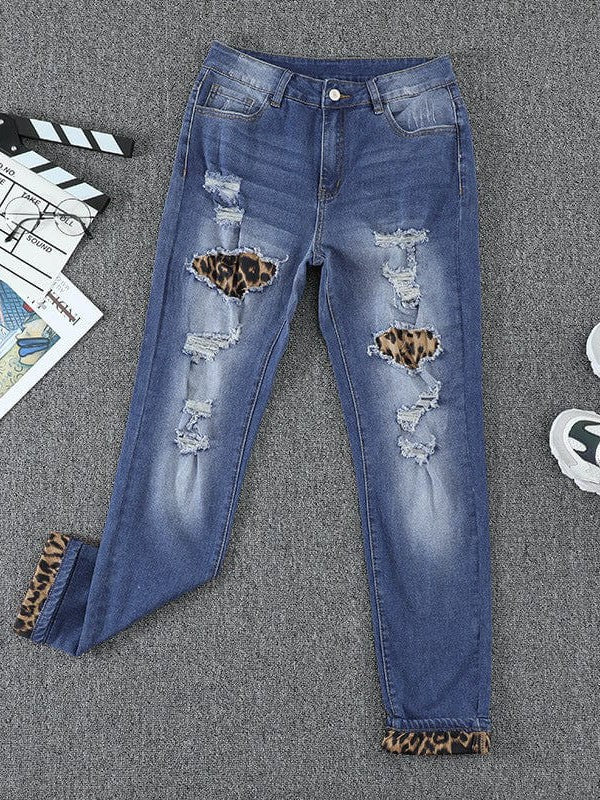 Fashionable 2022 Women's Slim Fit Dark Blue Jeans with Geometric Stitching