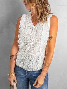 Women's Sexy Neck Knitted Vest with Hollow Shoulder Cutouts