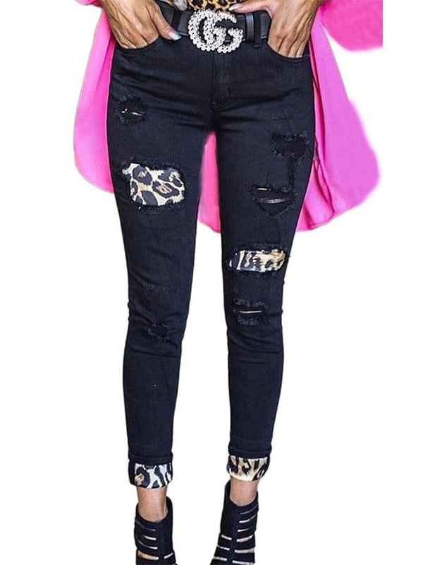 Women's High Waist Leopard Print Skinny Jeans 2022