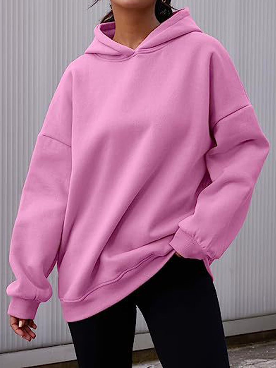 Hoodies - Oversized  Fleece Pullover Casual Fashion Outfits Hoodie - MsDressly