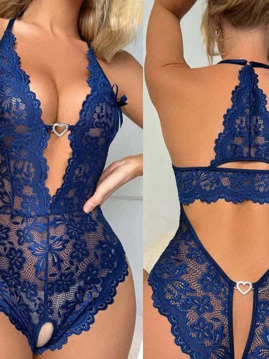 One Piece Open Bra Crotchless Bodysuit Women Underwear Sexy Lingerie Lace Transparent Lenceria Erotic Mujer Sexi Costumes