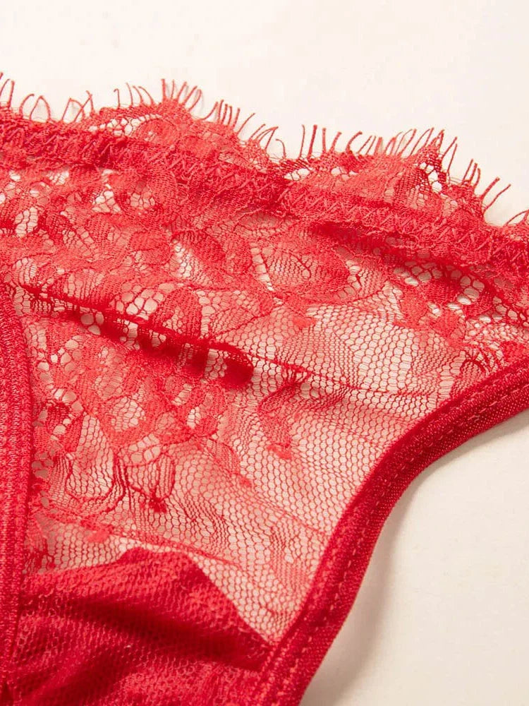 Women's Sexy Lingerie 2pcs Set Sexy Lace Temptation Push Up Bra And Panty Lingerie Plus Size Female Transparent Erotic Underwear