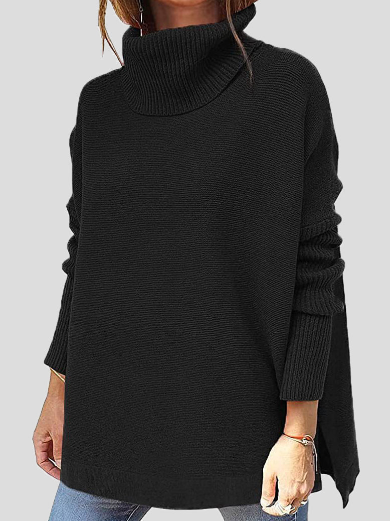 Sweaters Turtleneck Pullover Long Sleeve Split Sweater for Women