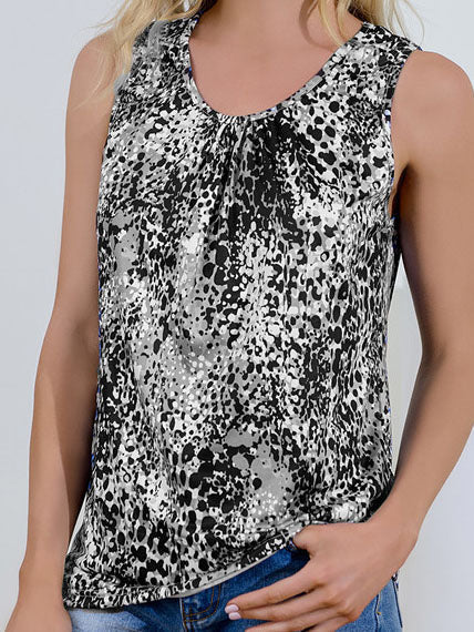 Tank Tops - V-neck Sleeveless Print Classic Retro Casual Tank Top - MsDressly