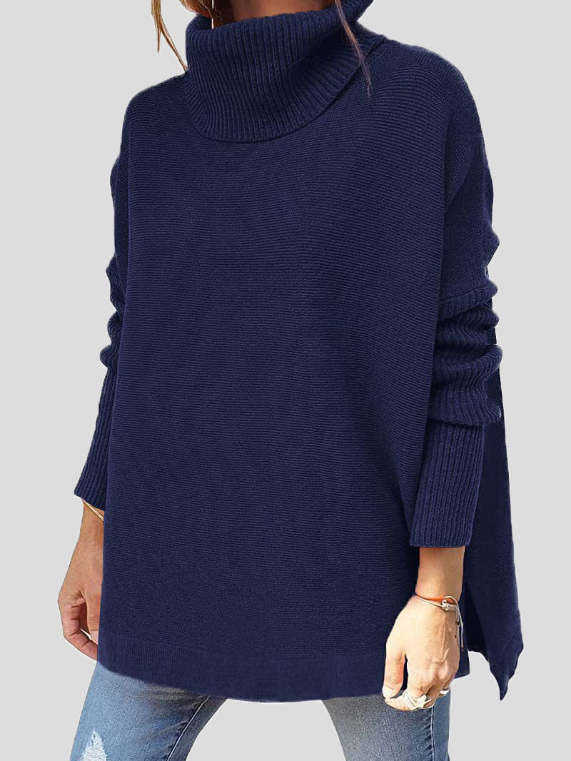 Sweaters Turtleneck Pullover Long Sleeve Split Sweater for Women