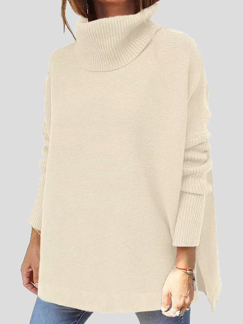 Sweaters Turtleneck Pullover Long Sleeve Split Sweater for Women