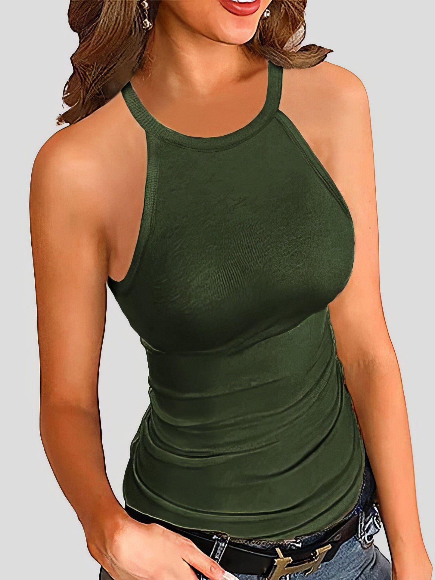 Slim-fit Solid Halter Sleeveless Vest