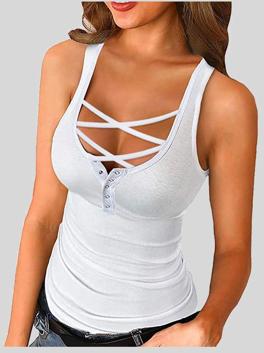 Stylish Lace-Up Sleeveless Tank Top