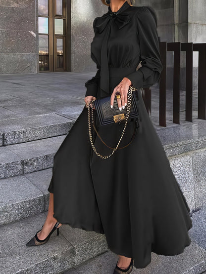 Bowknot Long Sleeve Temperament Dress