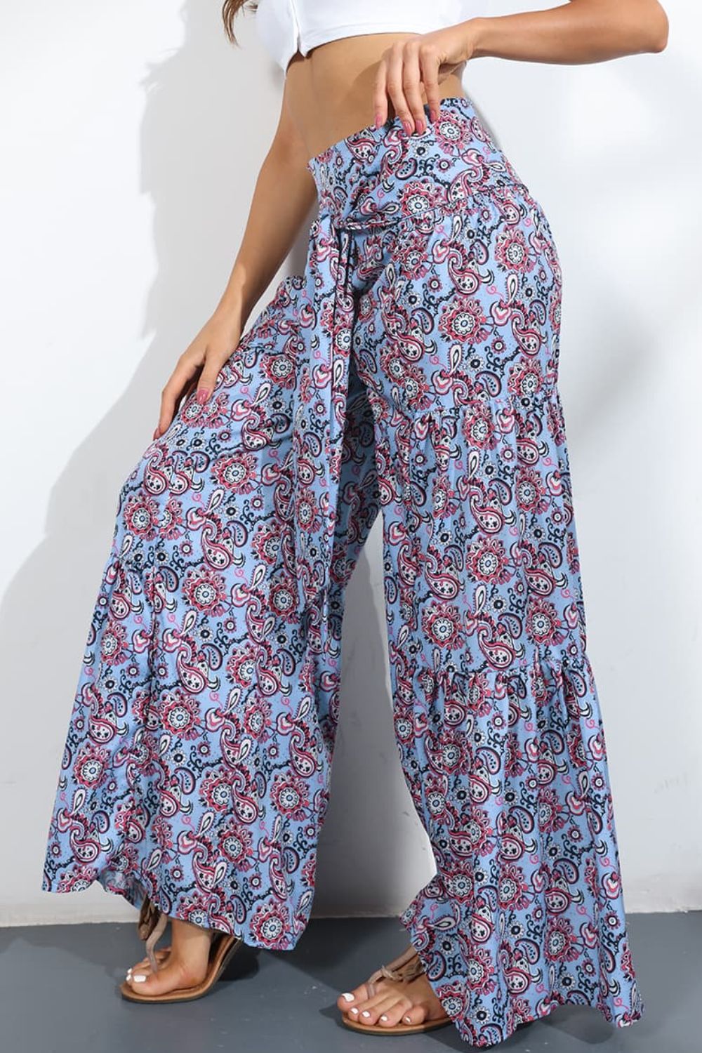 Printed High-Rise Tied Culottes