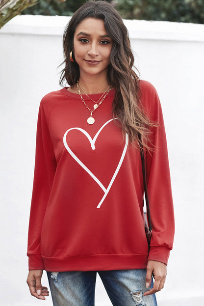 Fiery Red Simple Heart Graphic Valentine's Sweatshirt