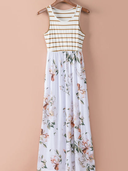 One-Shoulder Pocket Print Maxi Dress