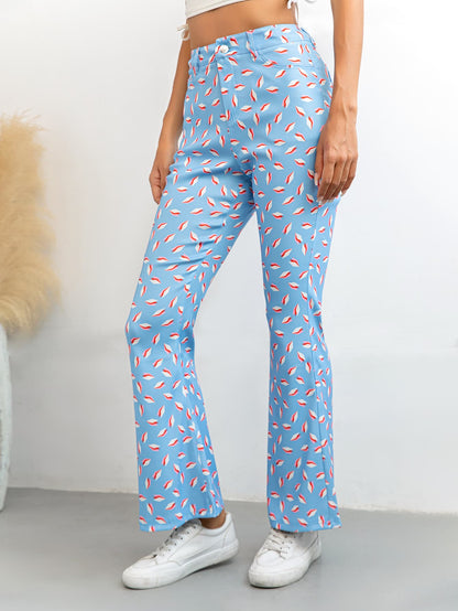 Printed High Waist Flare Pants