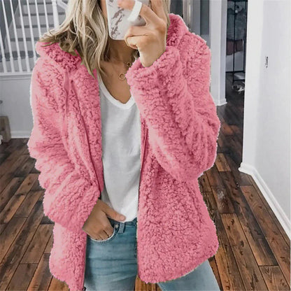 Chic & Modern Women's Sherpa Teddy Coat Zip-Up Hoodie for Daily Fall Wardrobe