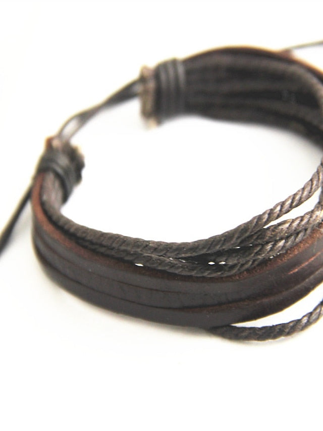 Men's Men Women 1PC Cuff Links Vintage Bracelet Loom Bracelet Gift Beach Retro Adjustable Simple European Black Brown