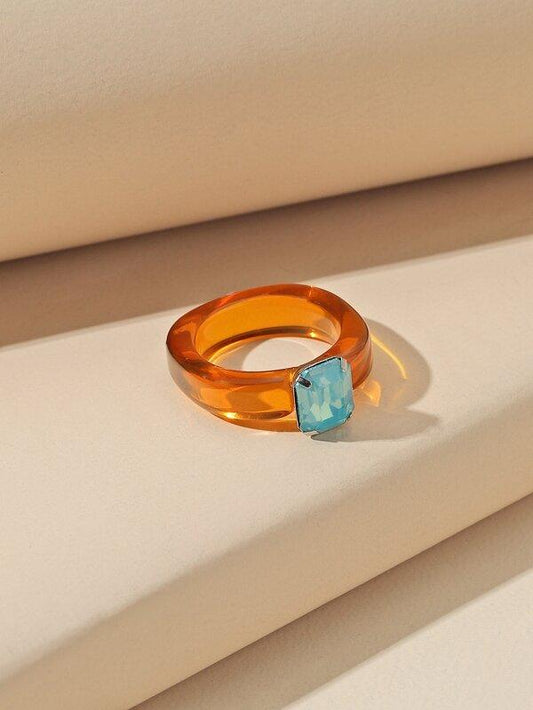 Amber Style Rhinestone Decor Ring for Women