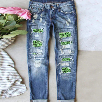 Women's Jeans Full Length Denim Medium Waist Fashion Trousers Daily Wear Casual Daily Deep Green Deep Pink S M Spring, Fall, Winter, Summer