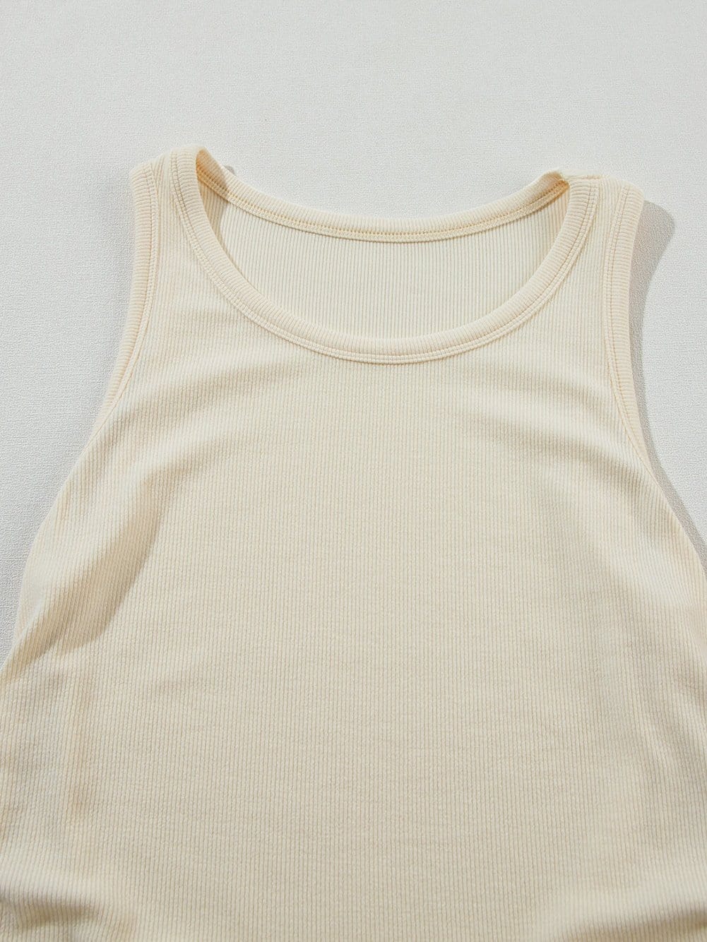 Apricot Ruched Side Ribbed Tank Top