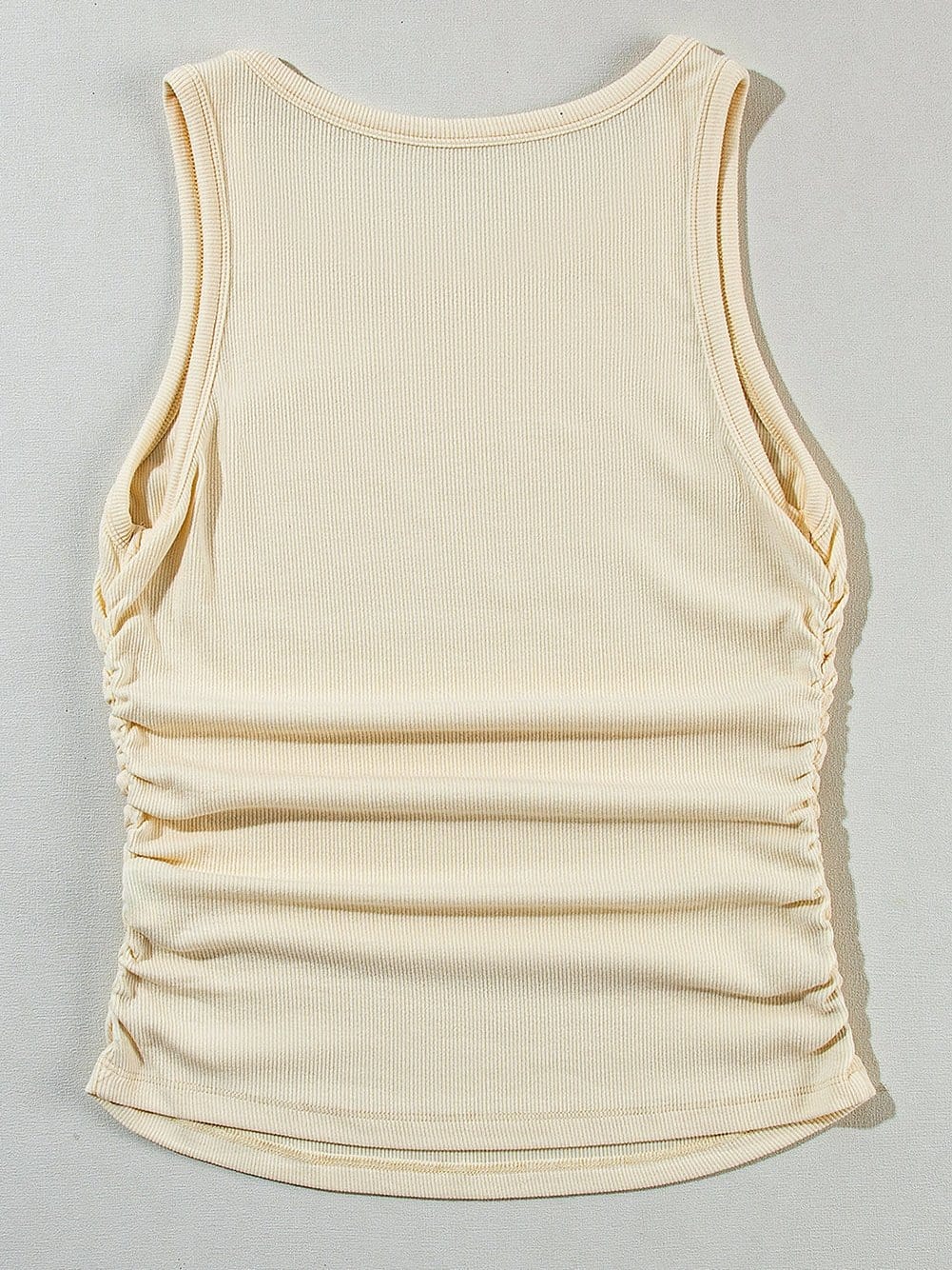 Apricot Ruched Side Ribbed Tank Top